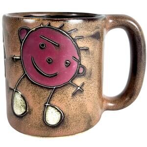 Art Pottery Coffee Mug Boy Girl Flowers Designed by Patrick Mexico-Excellent!